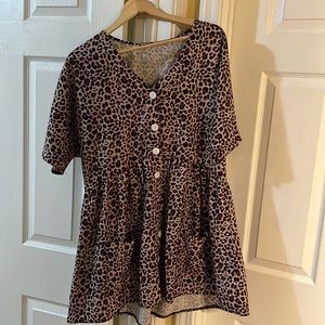 Leopard print casual mini dress